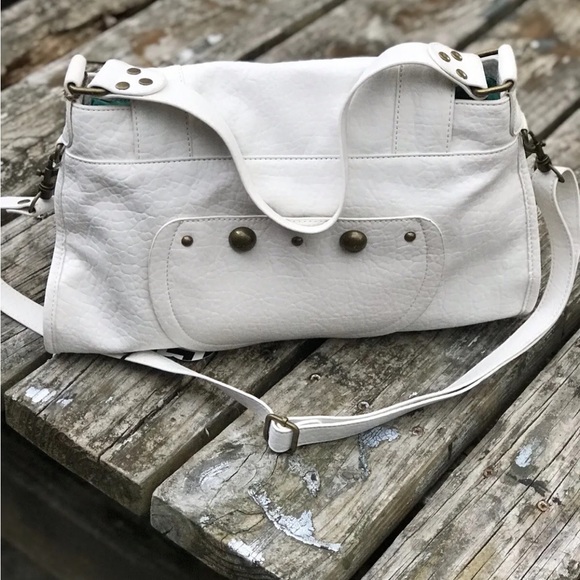 NWT Kate Landry White PVC Handbag Shoulder Bag  Round Studs Reg $89 At Dillards. - Picture 7 of 10